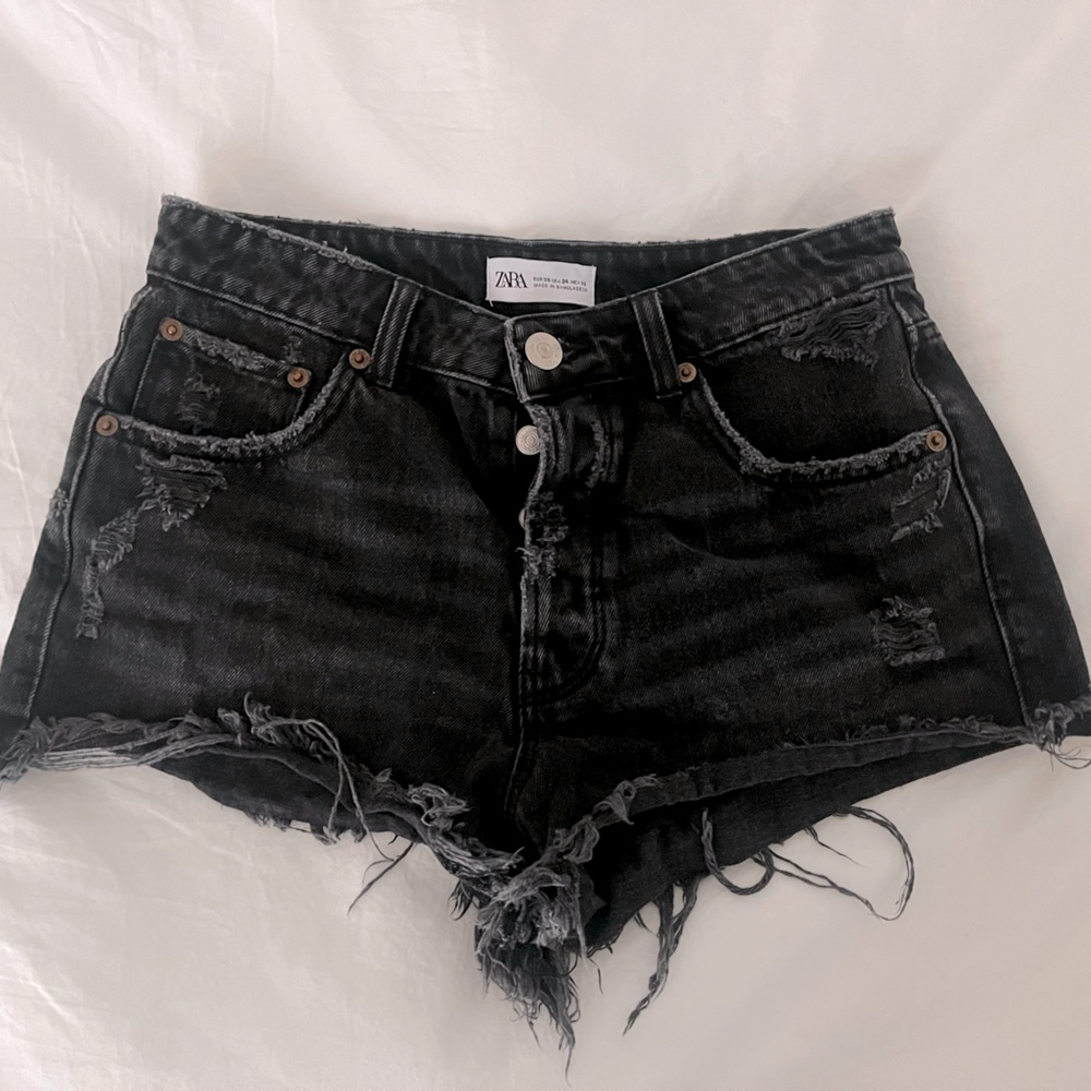 Zara black denim cutoff shorts